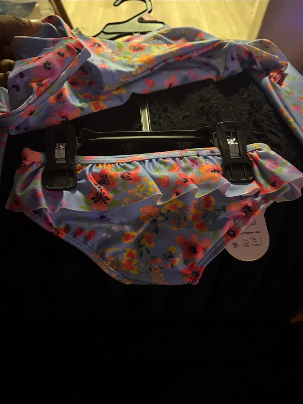 Girls' Floral Rash Guard Swim Top - Lavender